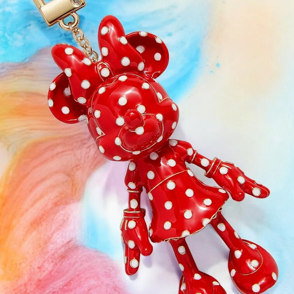 NEW Disney Polka Dot Minnie Mouse Bag Charm Keychain 3.25"x1.75 Licensed Product - Picture 3 of 5